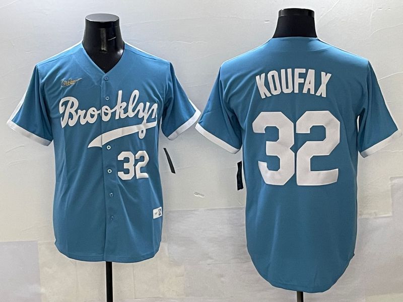 Men Los Angeles Dodgers #32 Koufax Light Blue Throwback 2025 Nike MLB Jersey style 34->los angeles dodgers->MLB Jersey